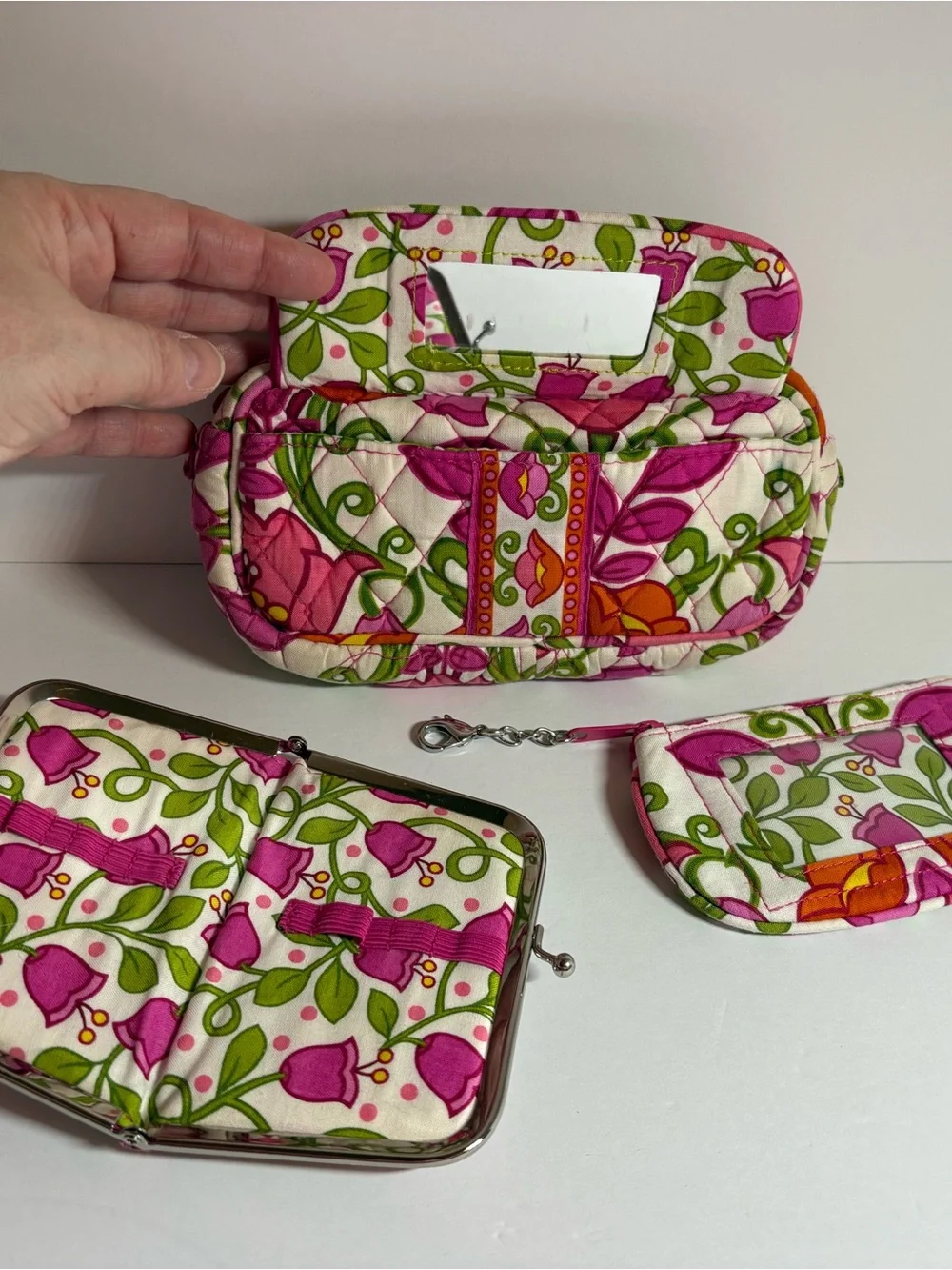 Vera Bradley Lilli Bell Cosmetic Bag, ID Pouch & Manicure Set (no tools)